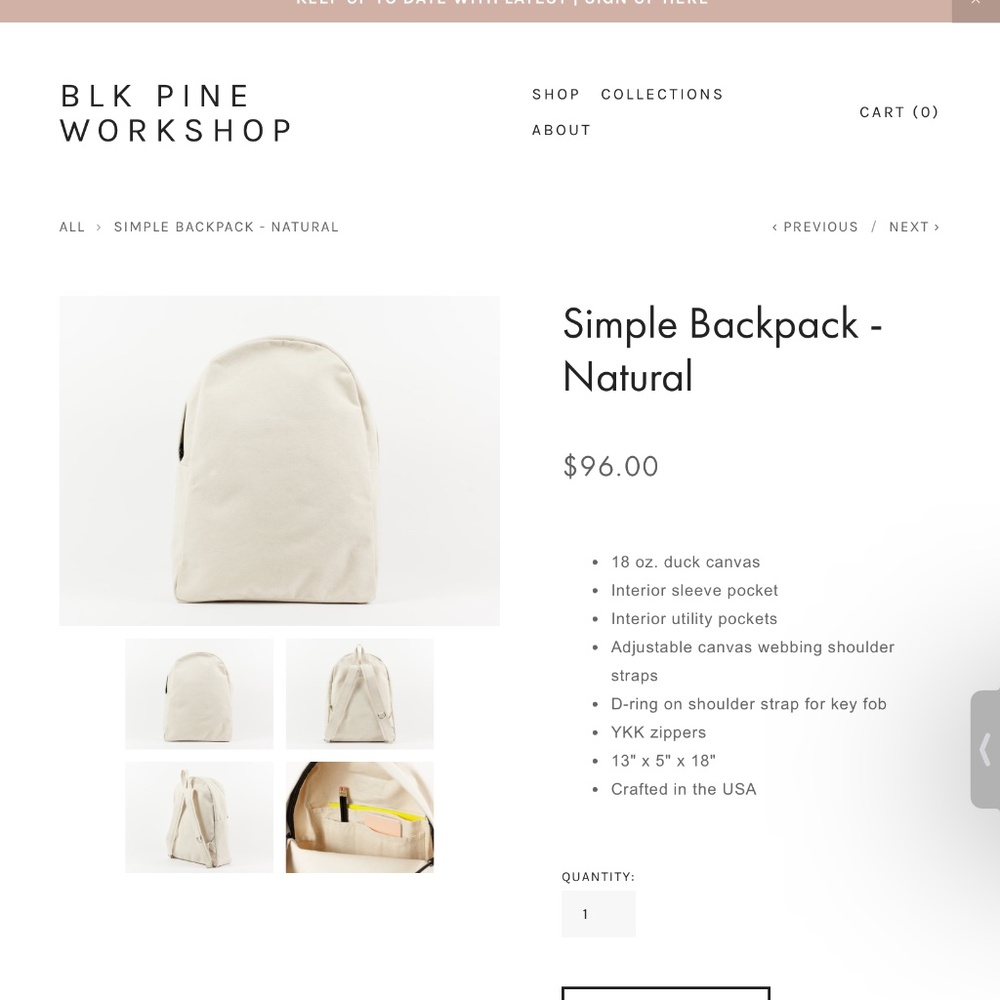 Blk Pine Workshop- Cream Canvas Simple Backpack - image 6